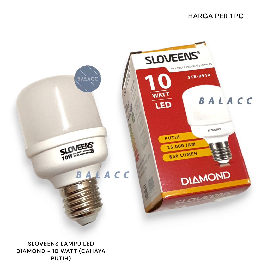 Lampu Led Sloveens Diamond 10 watt 10w Cahaya Putih Terang Berkualitas ( Paket isi 10 Pcs )