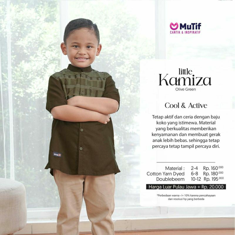 Mutif Sarimbit Kamizara Olive Green Mutif Man Kamiza Baju Muslim Gamis Sarimbit Keluarga Family Series Terbaru Ori Lebaran 2023