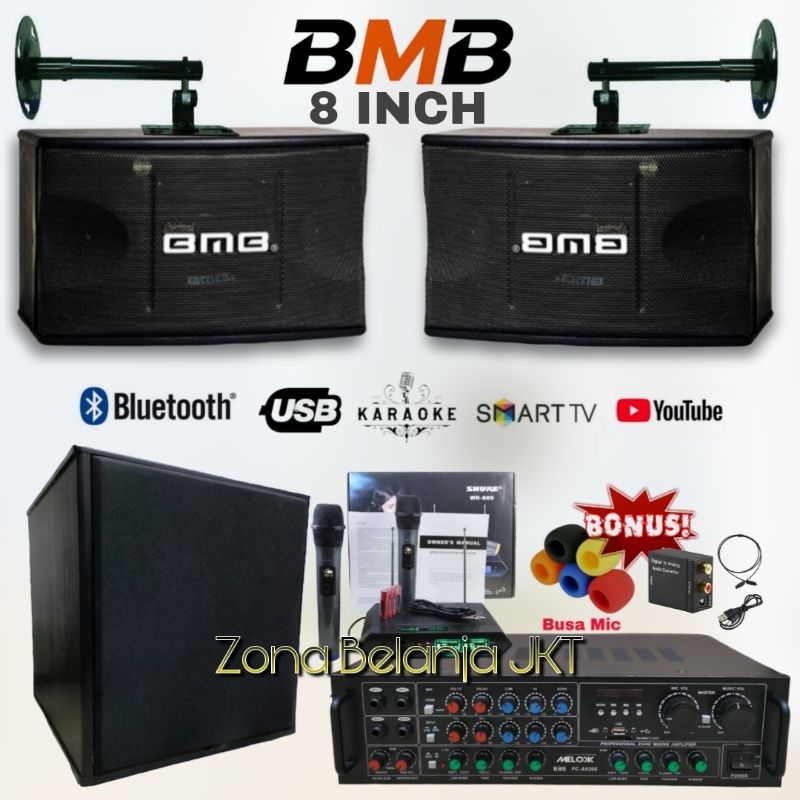 PAKET SOUND KARAOKE SET SPEAKER BMB 8 INCH + SUBWOOFER 12 INCH ( SET 1 )