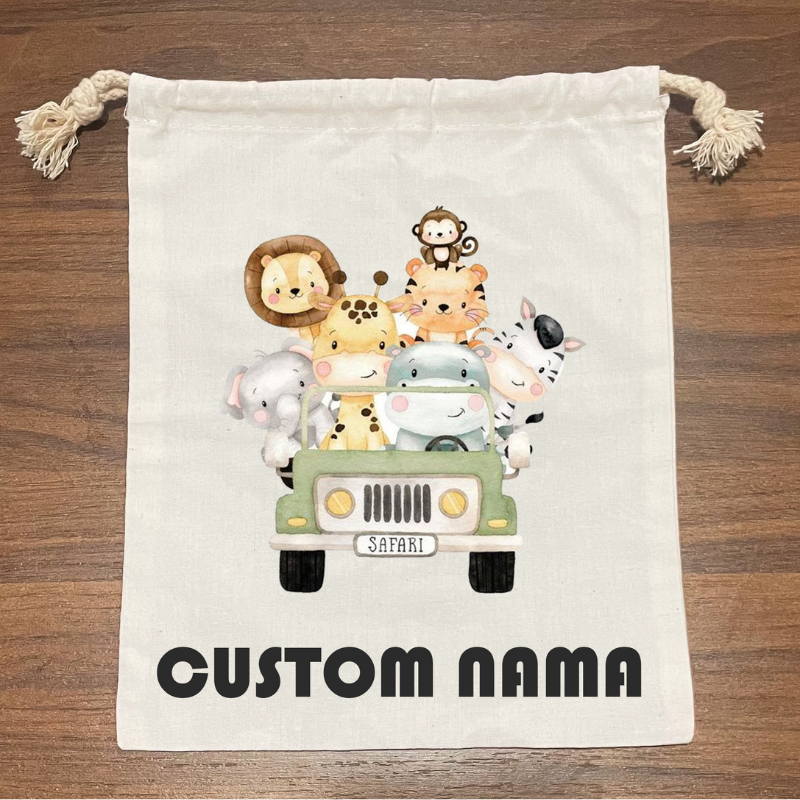 [POUCH NAMA] Kantong Pouch Hampers Lahiran Murah Set Kado Ulangtahun Anak Goodie Bag Canvas Custom