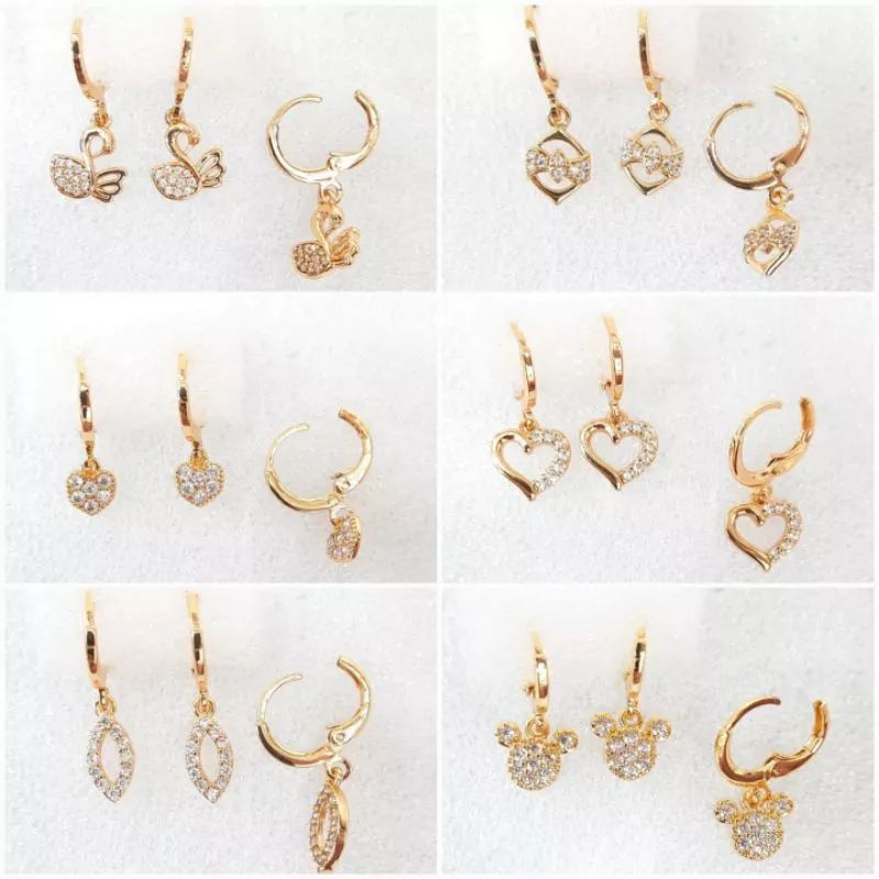 1 PASANG Anting Xuping Mata Jurai Perhiasan Wanita Anting Lapis Emas 18 k