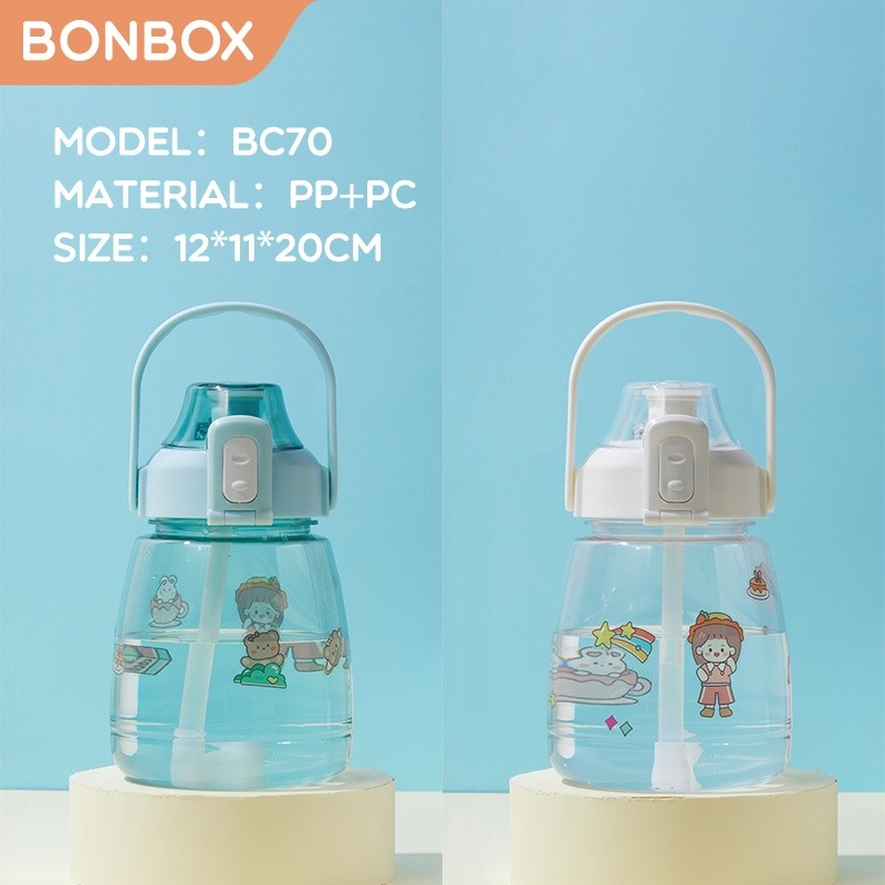 Botol Minum 1400ML Botol Motoivasi Bening Portable - Bonbox BC70