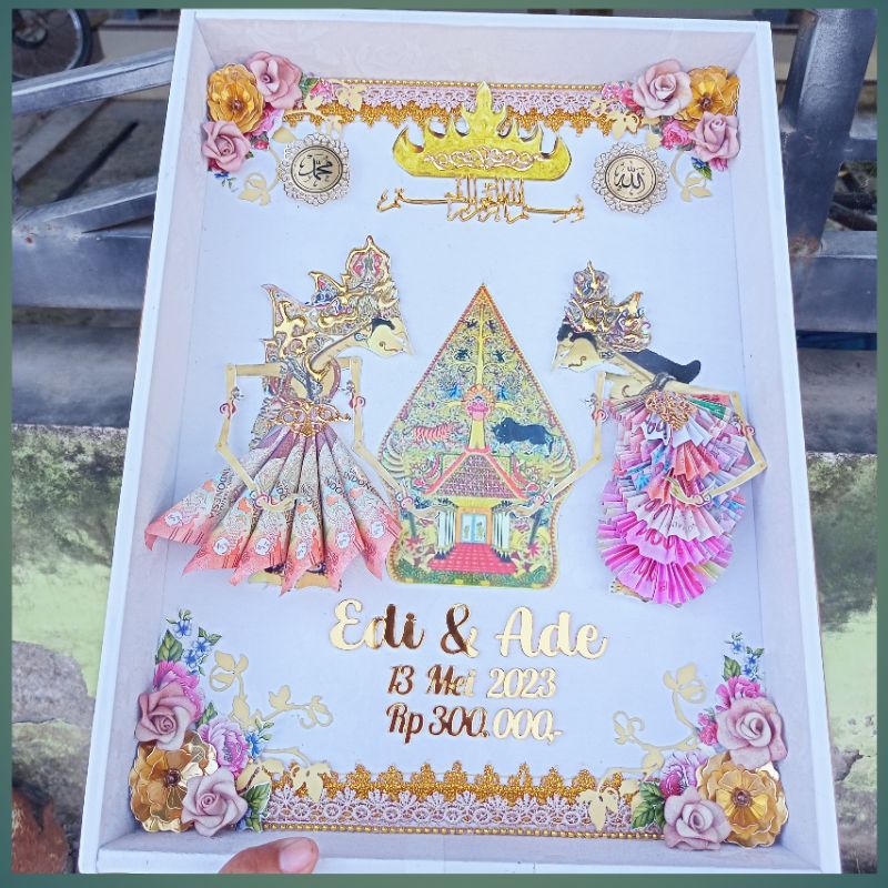 Lay Out Mahar Pernikahan Wayang Rama Sinta Nama Akrilik Bingkai Figura Aksesoris Mahar