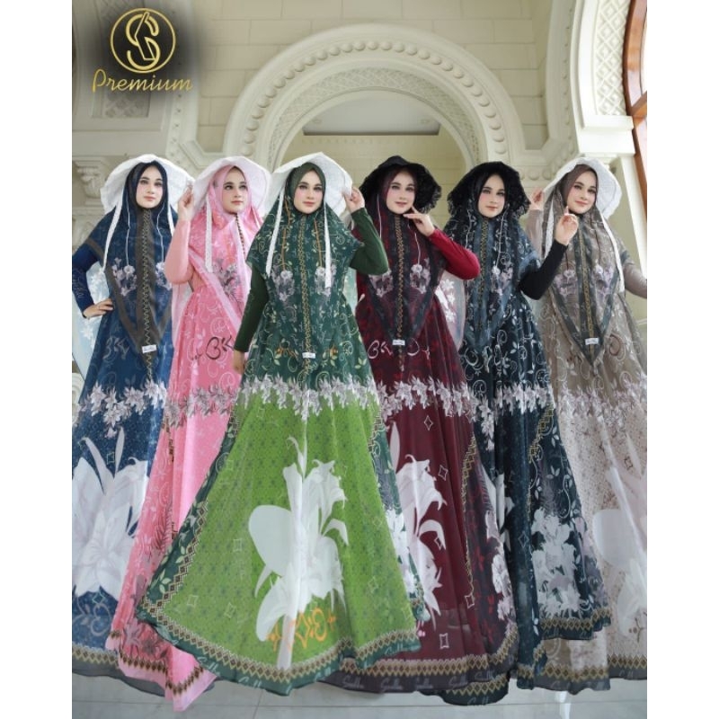 Dieng Syari by Soekha - Busana Muslim Gamis Set Khimar Ceruty Motif Digital Printing Wudhu Friendly