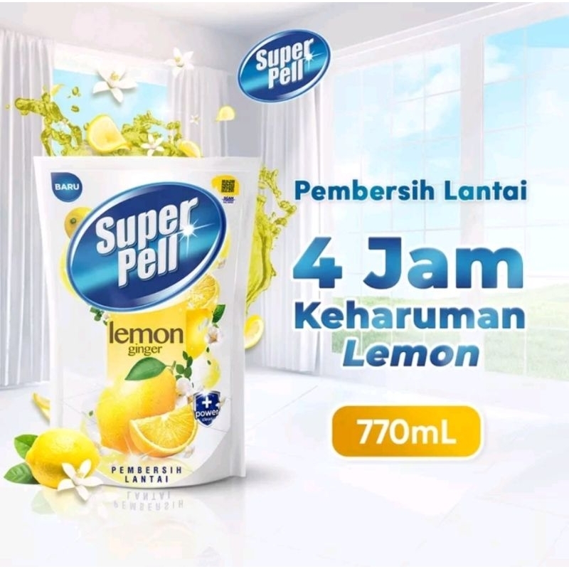 Superpell Pembersih Lantai 770ml// Super Pell Strowberry, Lemon, Apple, Lavender, blossom// Sabun Pel, Pel Harum Bersih, Pel Lantai Antikuman