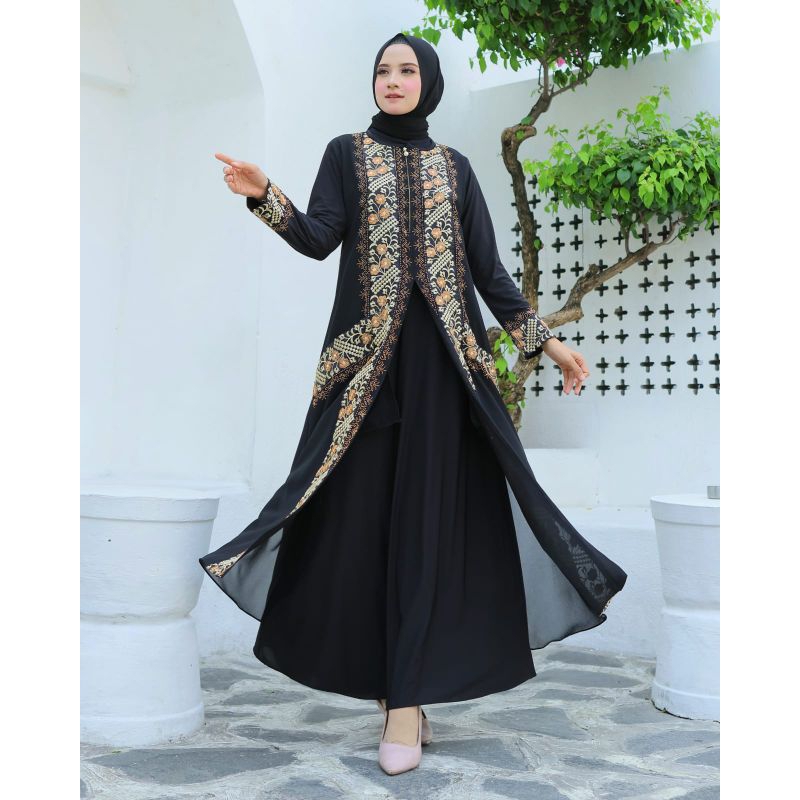 GAMIS ABAYA TURKEY BORDIR BUNGA ANGGUR SAKU