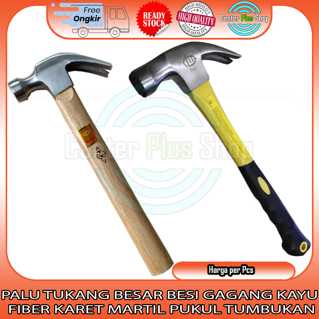 PALU KAMBING BESAR GAGANG KAYU FIBER PUKUL BESI TUKANG HANDLE HANDEL MARTIL KARET KACA TRIPLEK PAKU 