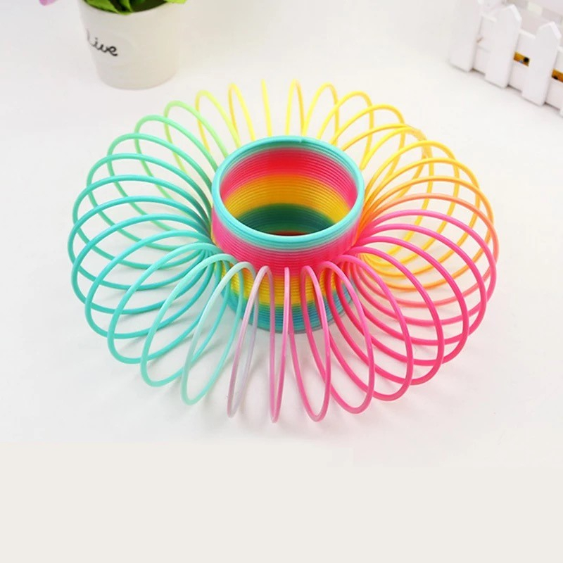 Mainan Anak Slinky Rainbow Spring Mianan Per Spiral Smile Pelangi Anti Stres Murah Mainan Edukasi Anak Muticolour Bahan Plastik