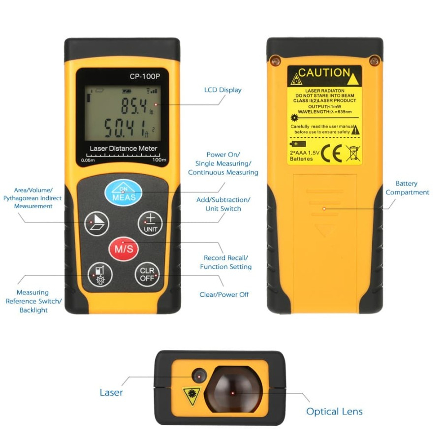 Laser Distance 100 Meter 100M Alat Ukur Jarak Dimensi Meteran Digital CP-100