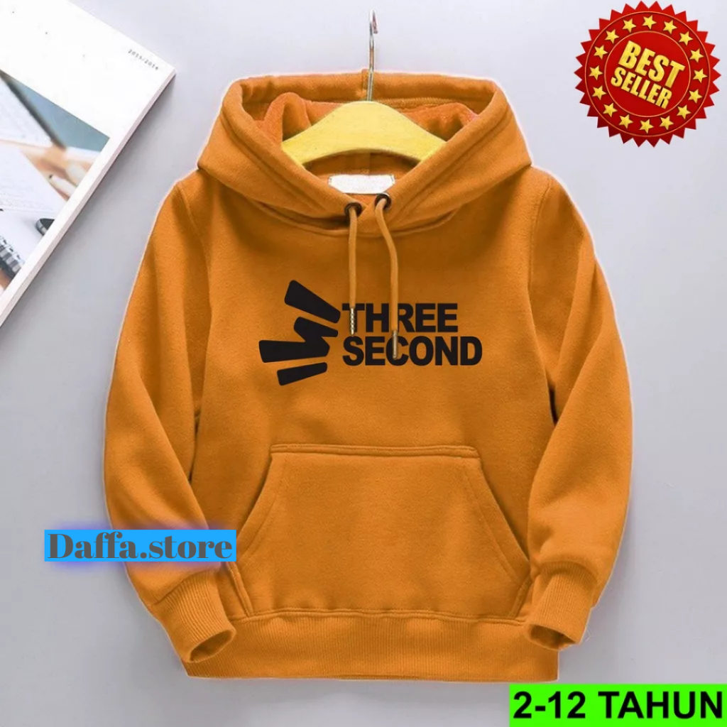 Cuci Gudang  Sweater Hoodie Anak Three Second Usia 1 2 3 4 5 6 7 8 9 10 11 12 Tahun Jaket Anak