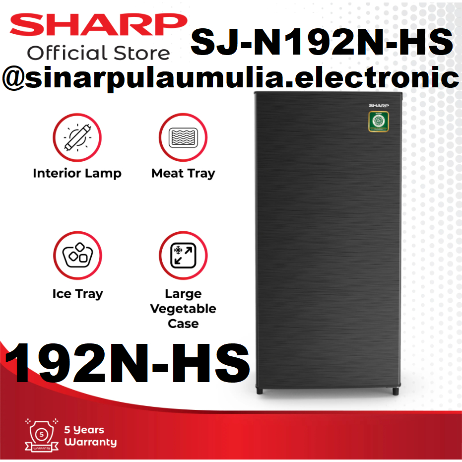 Sharp Kulkas 1 Pintu 184 Liter - SJ-N192N-HS / SJN192NHS / SJ N192N / 192 / 192N H