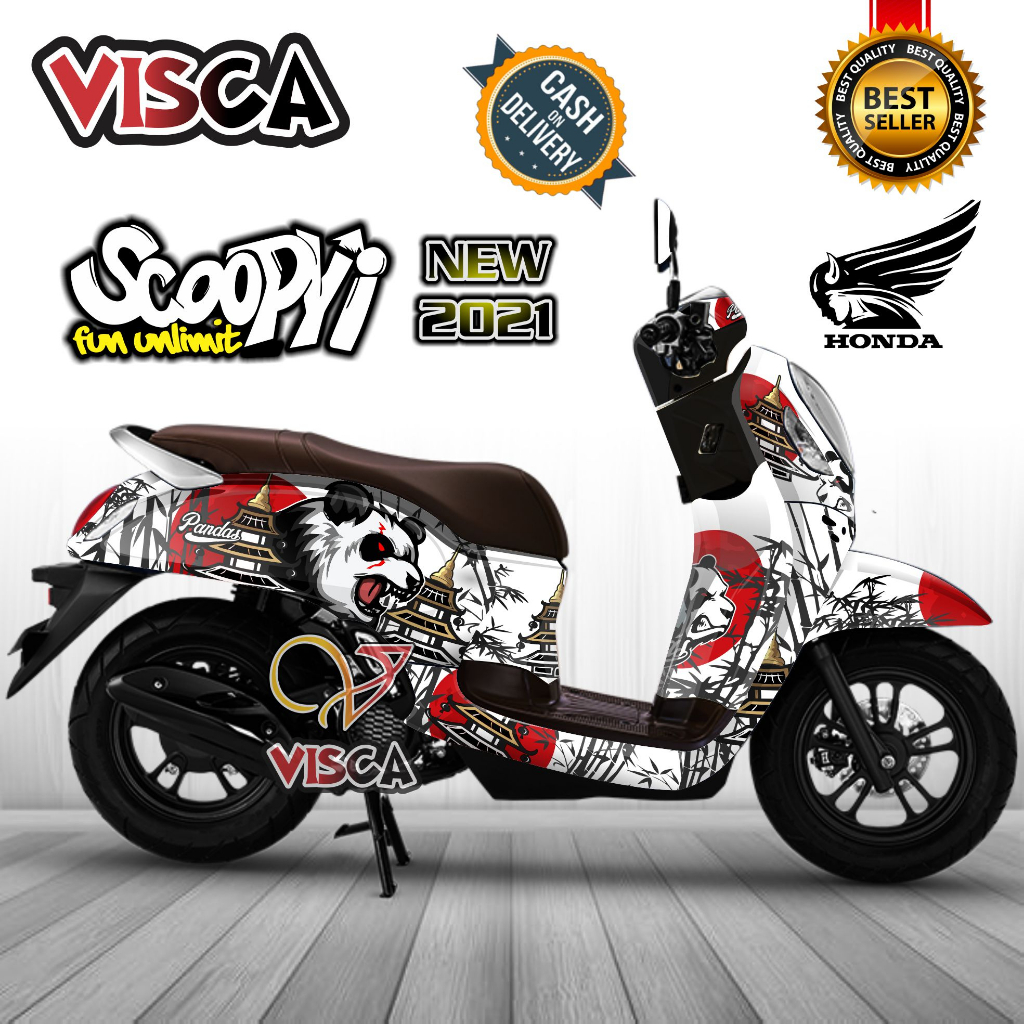 Decal Scoopy New Fullbody - Stiker Fullbody Scoopy Tahun 2013-2016, 2017-2020, 2021-2023 Motif Panda