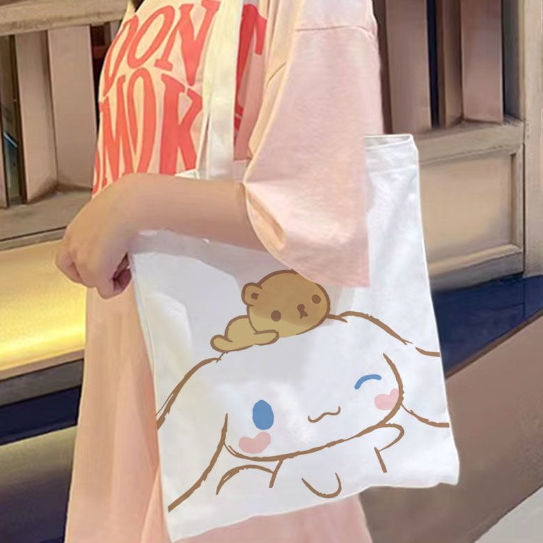 TAS TOTE BAG LOTSO CINNAMOROLL KUROMI MELODY POMPOMPURIN HELLO KITTY POCHACCO DOG TOY STORY TAS BELANJA TAS KANVAS