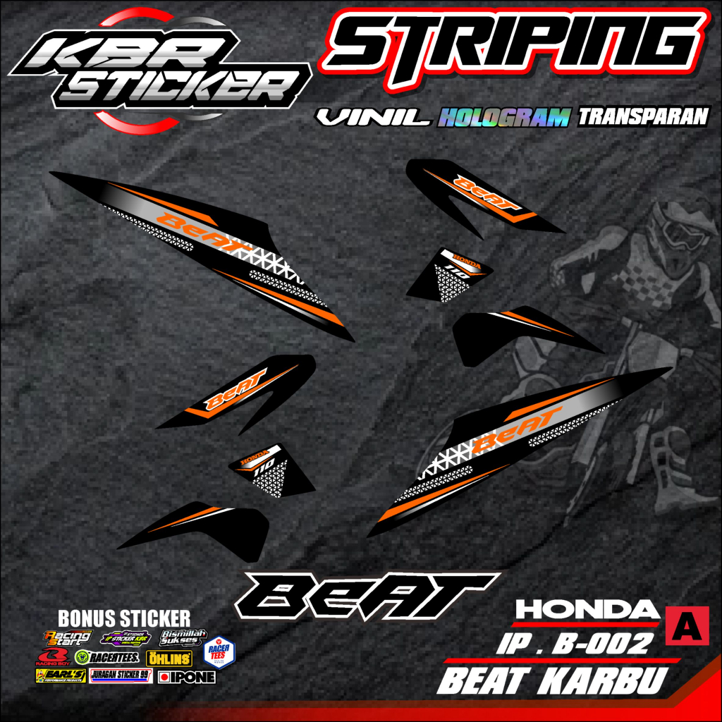 COD Stiker Striping BEAT KARBU/ Sticker Variasi List Skotlet Motor Honda BEAT KARBU/ KODE IP.B-002