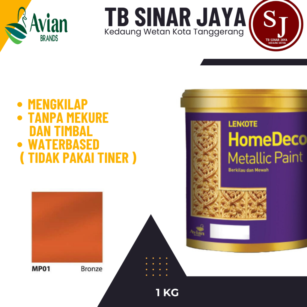 Cat Emas / Cat Warna Emas Homedeco Metalic Paint Cat Besi Beton Gypsum Based 1kg - MP 01 BRONZE