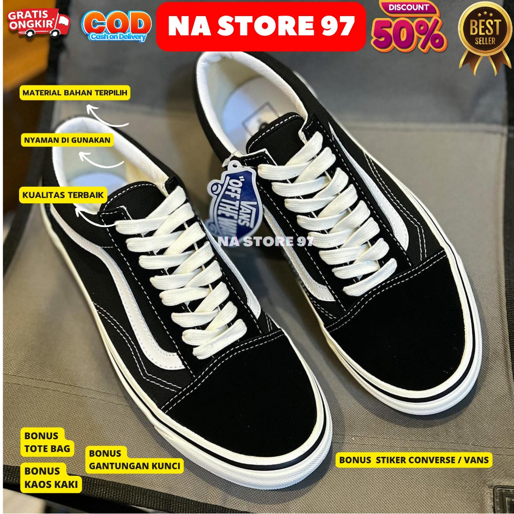sepatu vans old skool klasik black white