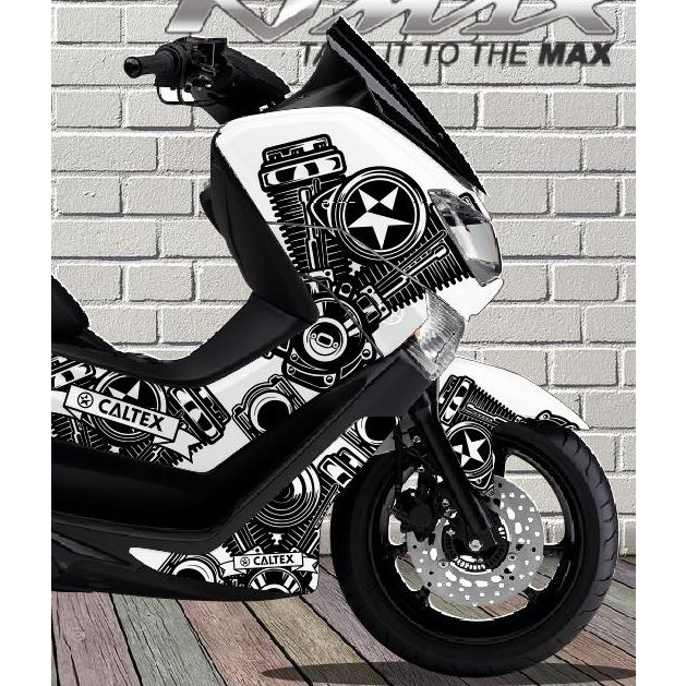 Decal Nmax OLD 2015 2016 2017 2018 2019 Putih  - Vector caltex Hitam