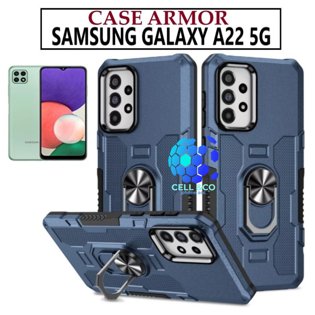 Case Armor SAMSUNG A22 5G Iring Cincin Magnetic Kesing Hp Protect kamera Premium Hard Case Standing Robot Pelindung Kamera