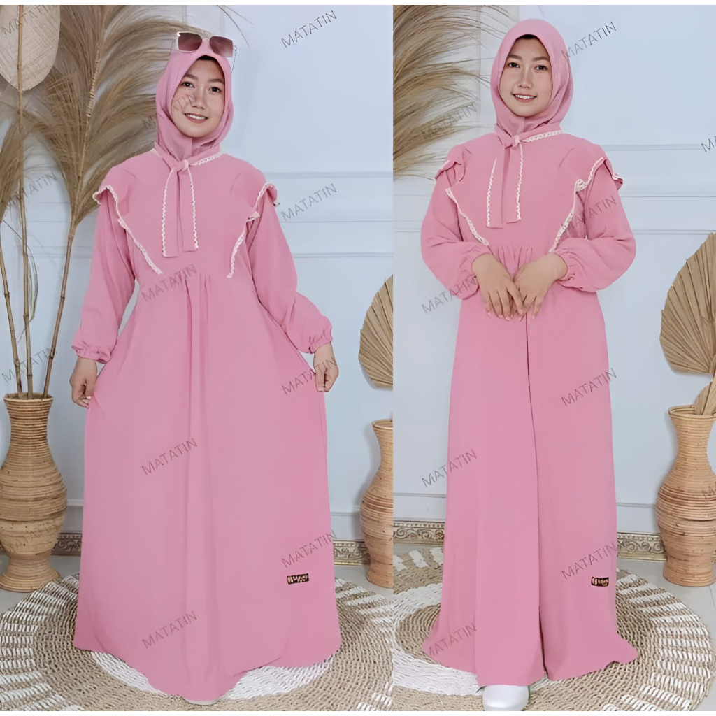 TERMURAH MAURA DRESS CRINCLE AIRFLOW // LARASATI GAMIS RENDA DAILY BUSUI TERBARU 2023 LD 110 CM ABAYA DRESS MAXY