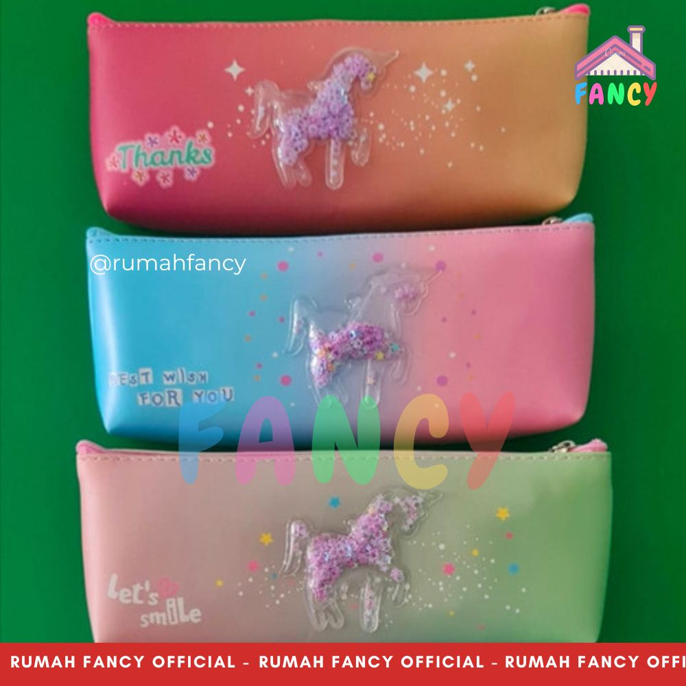 

[FREE BOX MIKA] Tempat Pensil Kotak Pensil Warna Warni Rainbow Isi Manik Manik Resleting Xiao Ling Jing BD 838