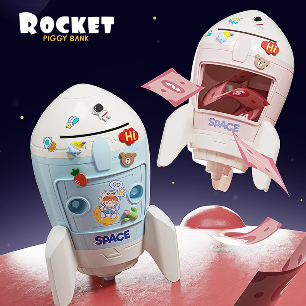 ✨Celengan Rocket Piggy Bank cewek/celengan anak/Kartun Lucu Celengan/Mainan Anak Celengan