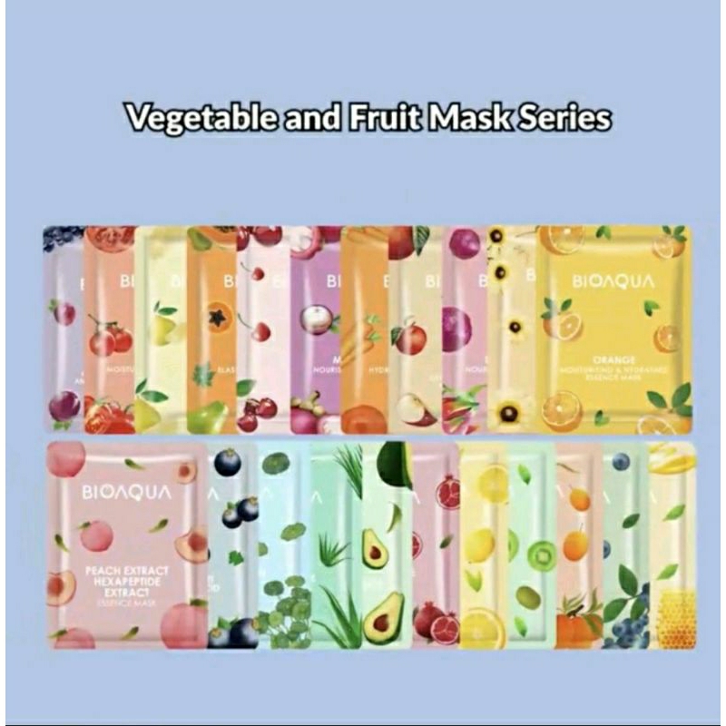 BIOAQUA ESSENS SHEET MASK Vegetables &amp; Fruit 25g | Masker Wajah Organic