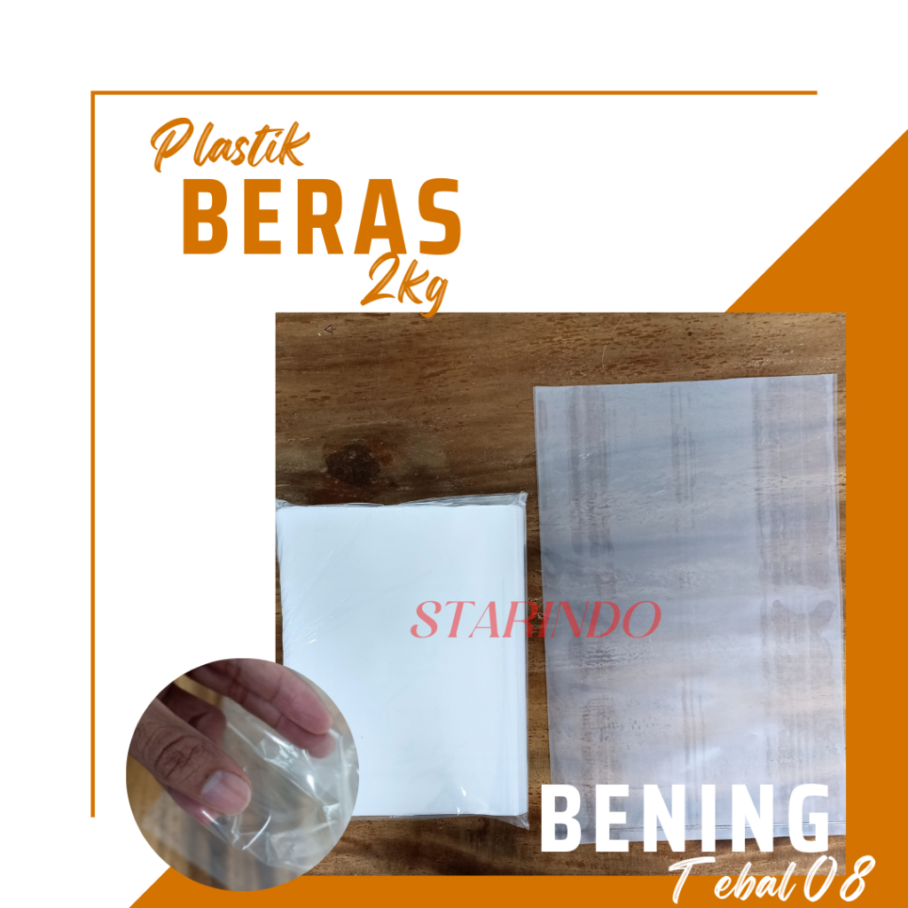 Plastik beras kemasan 2kg Polos Bening Per pcs Starindo