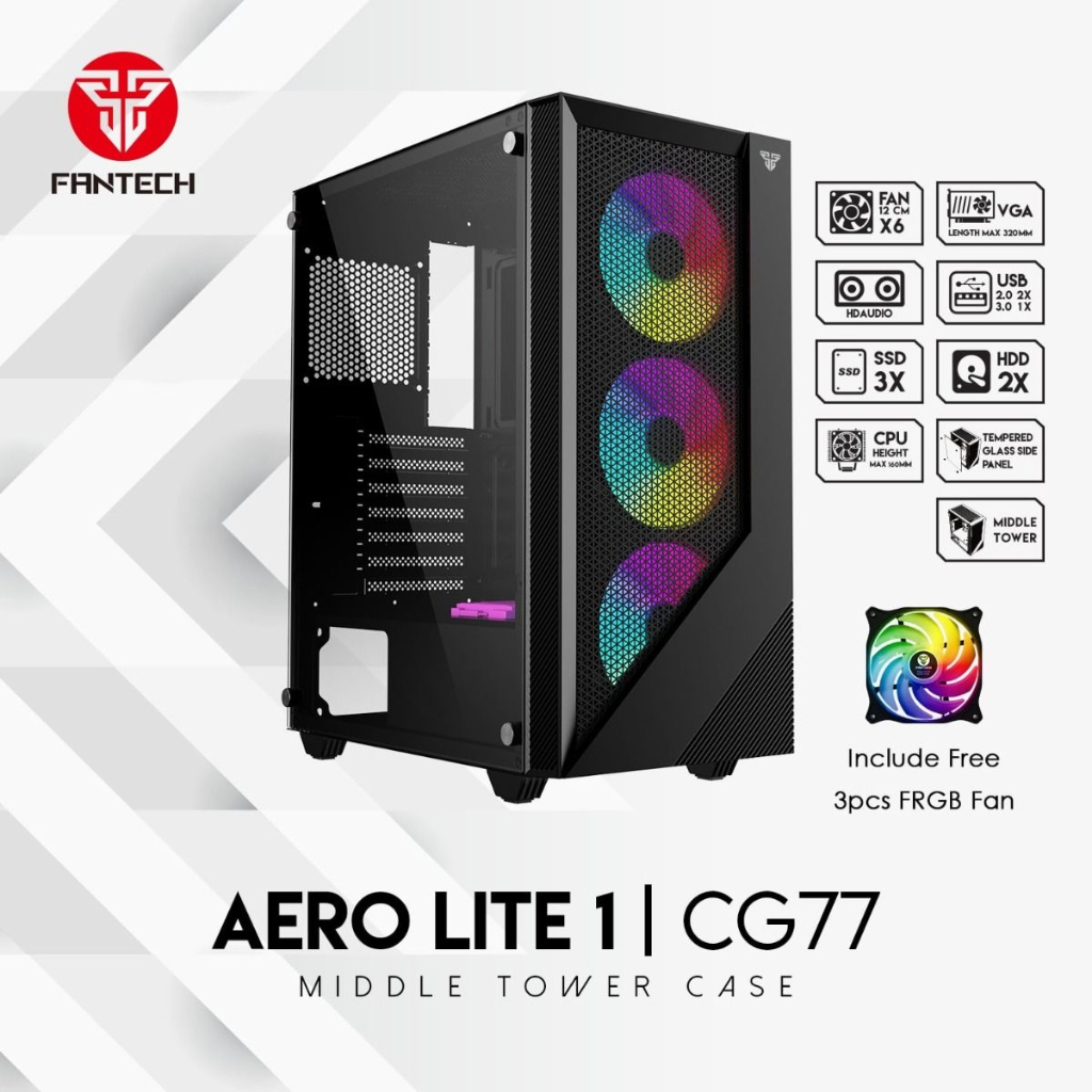 FANTECH GAMING CASE AERO LITE 1 CG77 include 3 fan RGB