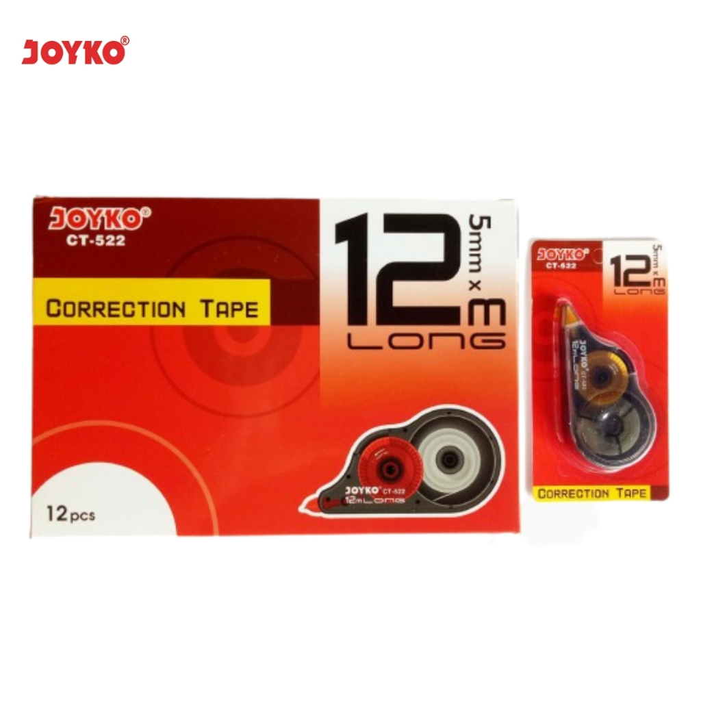 

Tipe X Rol Kertas Joyko Correction Tape Joyko CT-522 / Tip x Roll Kertas per 1 box isi 12