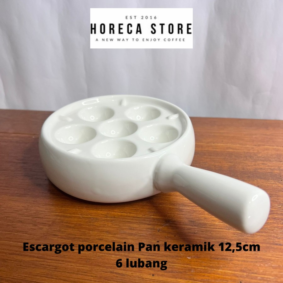 Escargot Pan Porcelainware - Panci Pot Piring Hidangan Escargot Bekicot bahan Keramik Ceramic Putih 