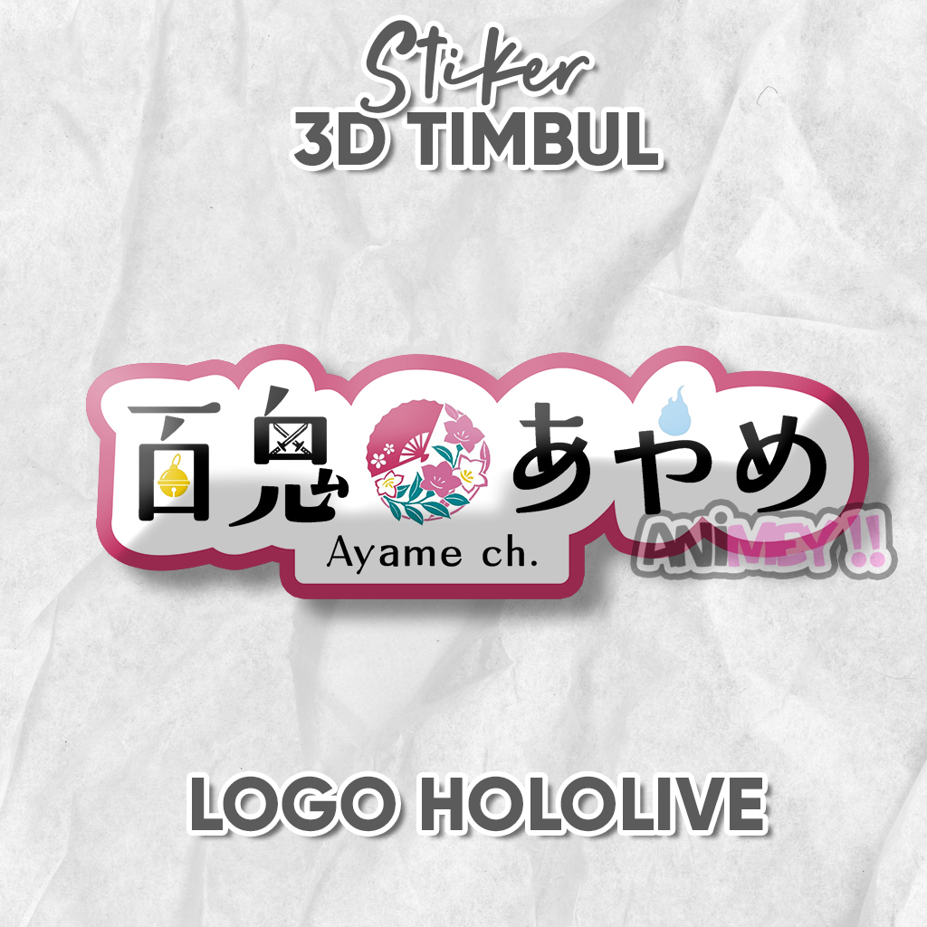 

Stiker Emblem 3D Timbul Logo Ayame Nakiri / Stiker Anime Resin