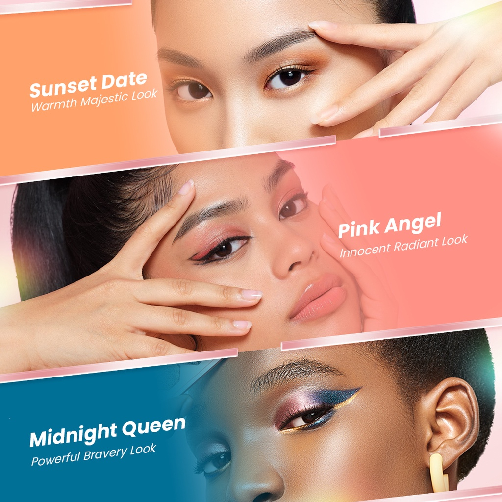 Hanasui Eyemazing Eyeshadow Palette | Midnight Queen - Pink Angel - Sunset Date
