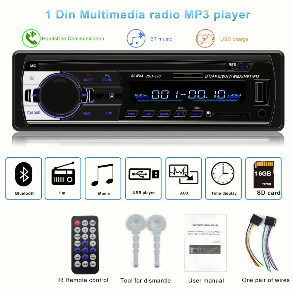 WTW11 Tape Audio Mobil Multifungsi Pemutar MP3 Player Bluetooth FM Radio Tip Mobil Car Audio Musik