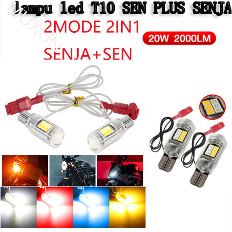 【2pcs 】motor T10 T15 Lampu Taman Kontak Ganda / Lampu Sinyal Warna KUNING-putih -Lampu Led T10 2 Mode Sein Dan Senja Motor 2IN1 SENJA+SEN 12 MATA  UNTUK MOTOR UNIVERSAL NAMX XMAX