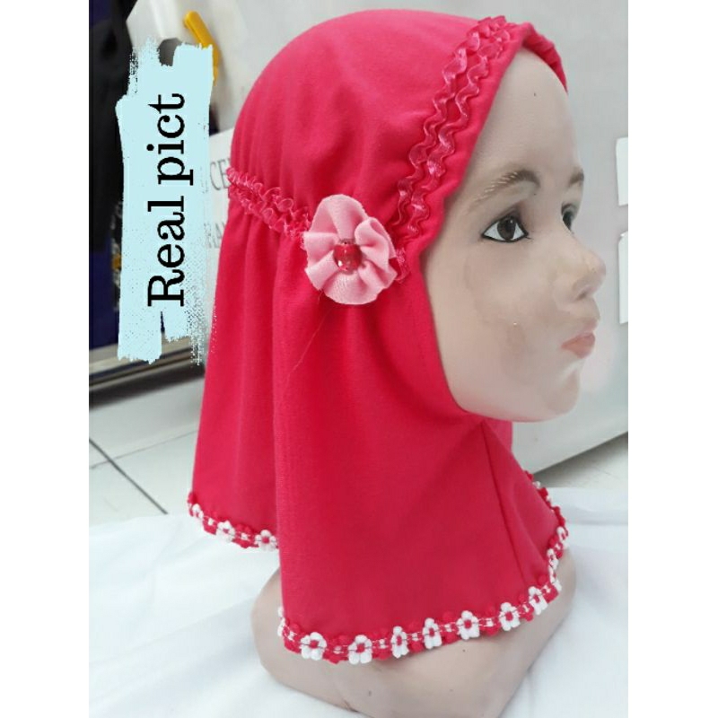 jilbab bayi 0-6bulan bahan kaos melati