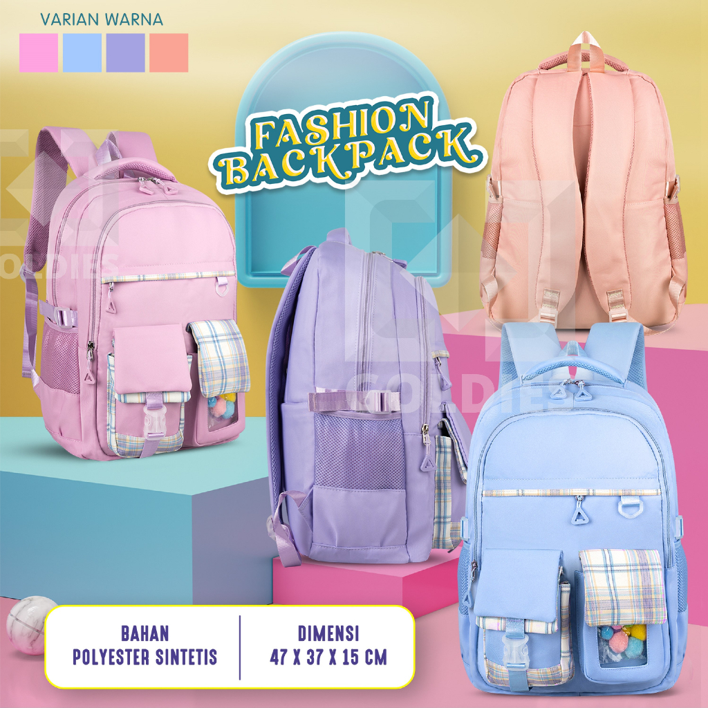 Tas Ransel Sekolah Anak Perempuan Tas Laptop 14 inch SD SMP Import - Goldiesbags