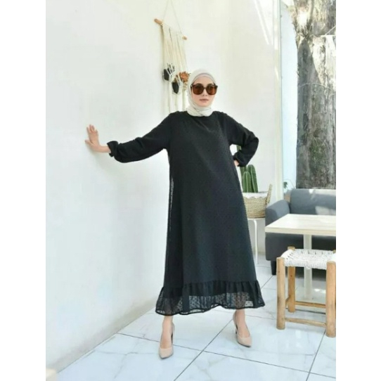 Alofa Midi Dress Terbaru gamis putih Baju Pesta Muslim Fashion Wanita terbaru bisa Buat Kondangan