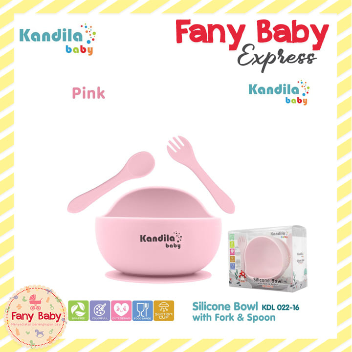 KANDILA BABY SILICONE BOWL WITH SPOON AND FORK SET / KDL022-16