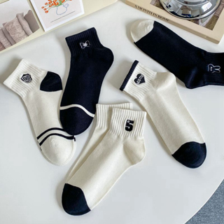 GO!KK1226 Kaos Kaki Pendek Unisex Pria Wanita Motif Navy Semata Kaki Kaus kaki Pendek Ankle Socks