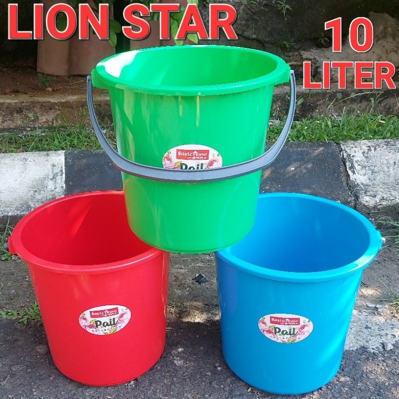 Ember plastik Lion star (basic home) 10 liter gagang plastik/ember plastik lion star 3 galon