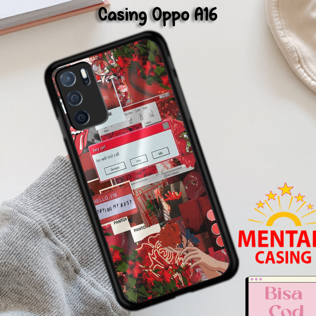 Mentari Casing Hp OPPO A16 Case OPPO A16 Motif REDAESTHE01 Hardcase Softcase Estetik Premium Glossy 
