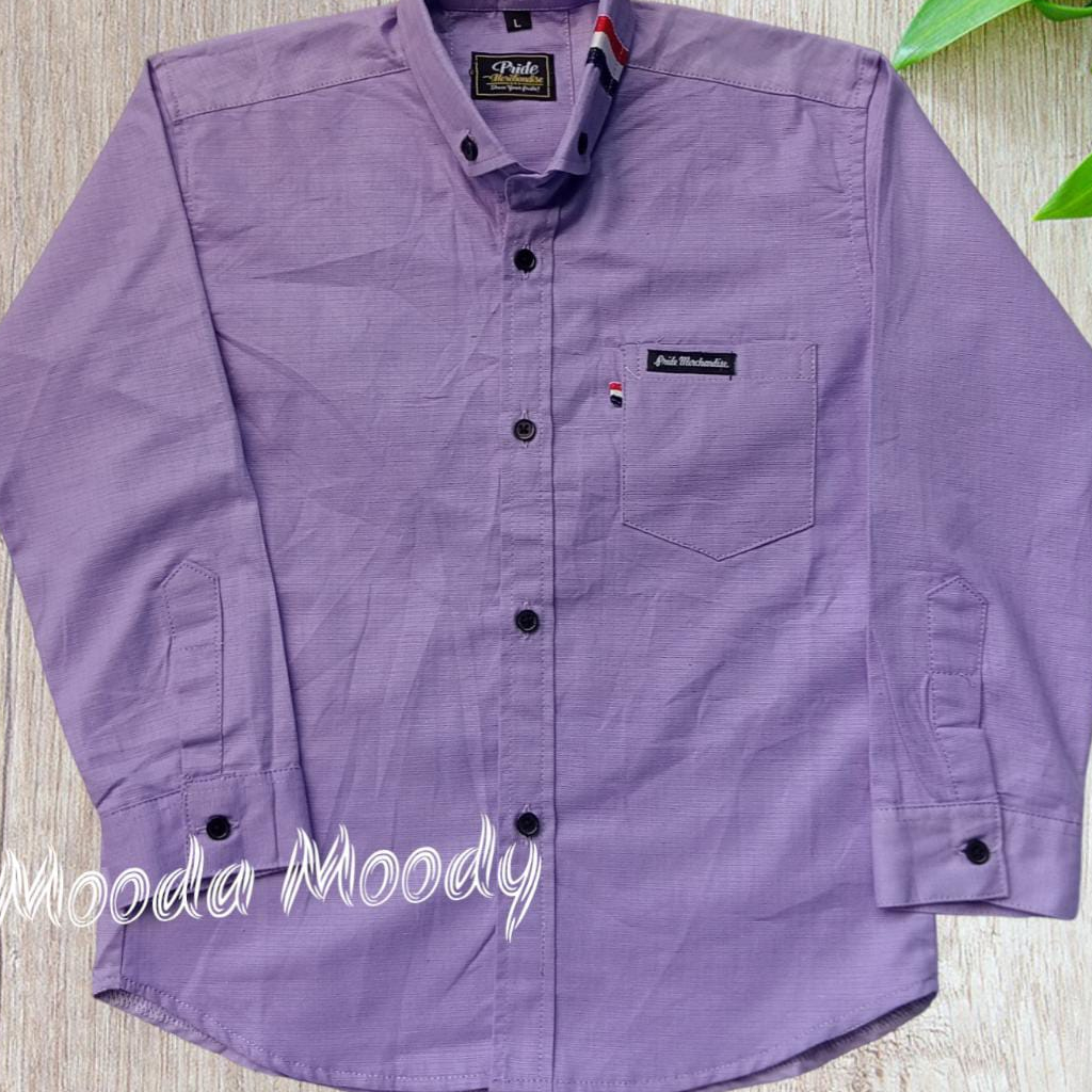Mooda Moody - Kemeja Anak Laki Laki Lengan Panjang Warna Lilac Kemeja Anak warna Ungu Muda