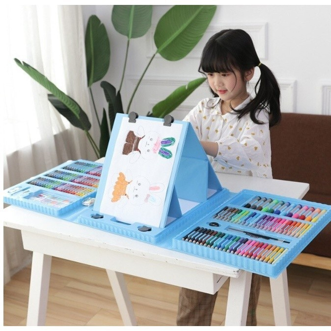 EM Stationary Set isi 208 pcs Pensil Alat Warna Crayon Set Menggambar