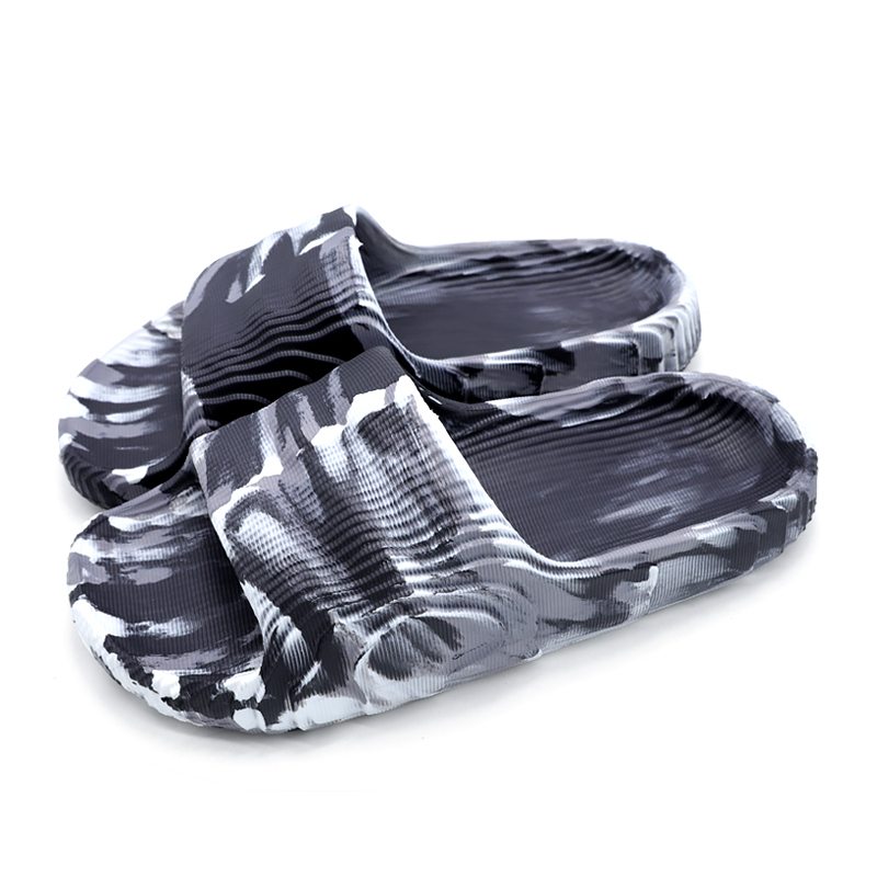 TEFANCY Sandal Pria Wanita Karet Jelly Sandal Slop Pria Sendal Selop Cowo Flat Rumah Slipper Sepatu Sendal Nyaman Flip Flop Empuk-Abu-abu