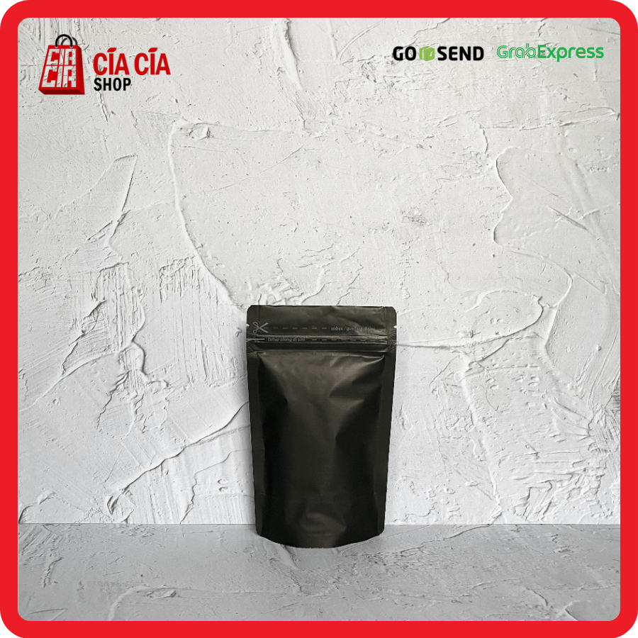 Kemasan Standing Pouch Zipper Alu Hitam, Food Grade Kedap Cahaya 13x20