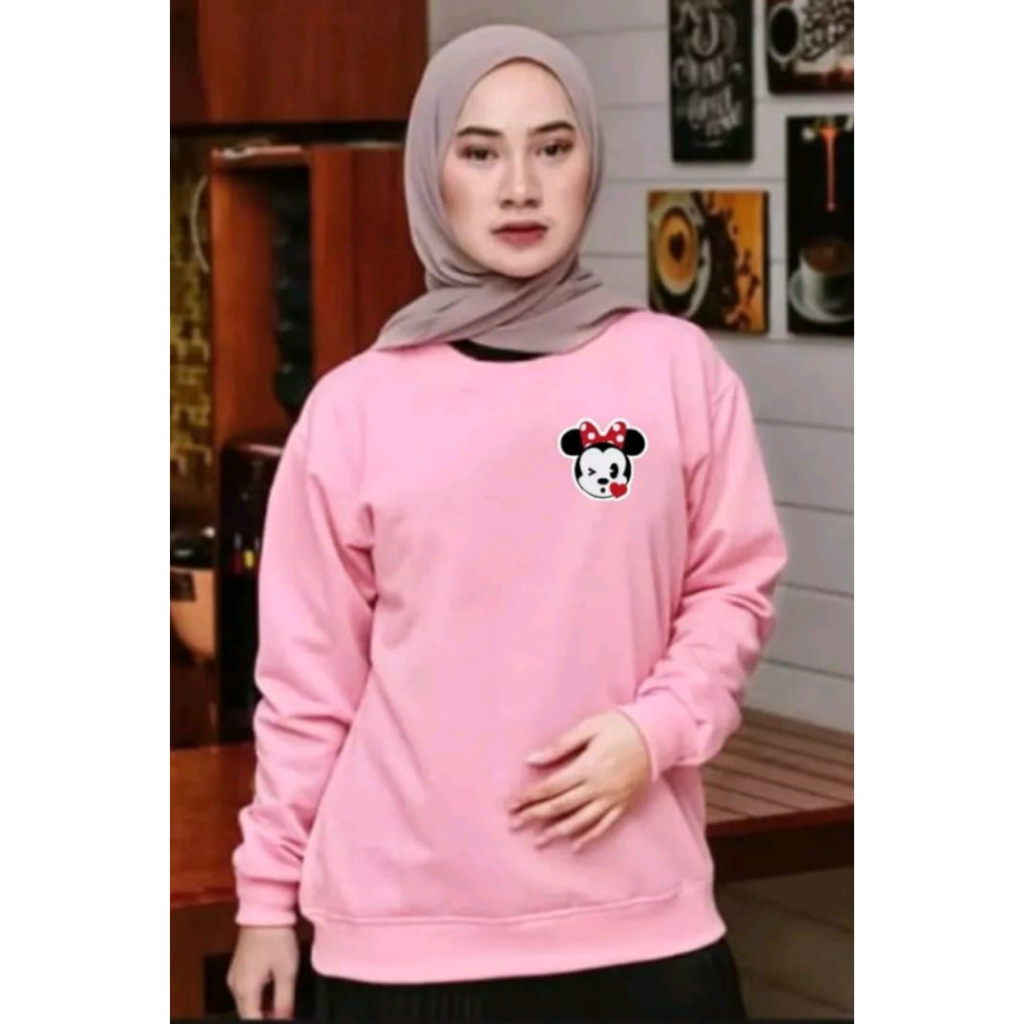 BAJU ATASAN TRENDY MINNIE MOS WANITA-KAOS WANITA LENGAN PANJANG MASA KINI DAN TERLARIS