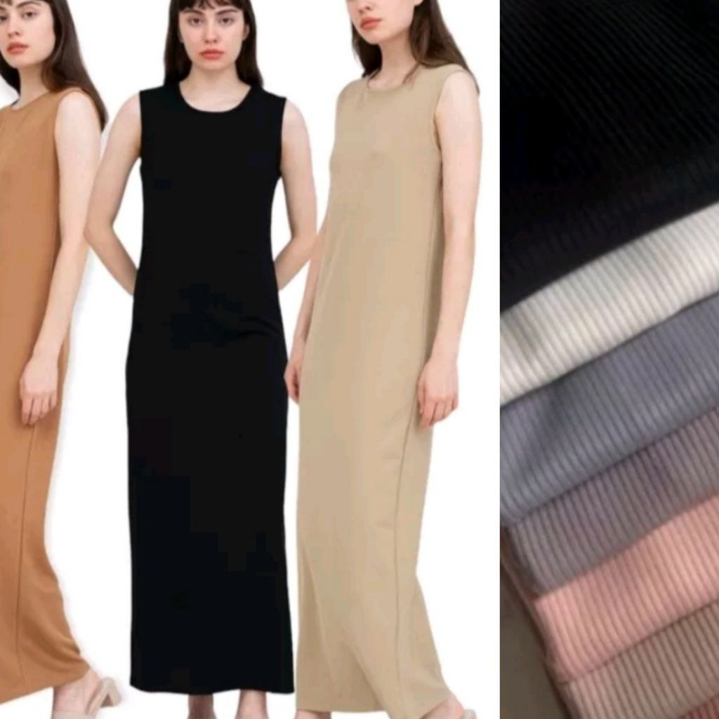 INNER DRESS KNIT RAJUT TANPA LENGAN BAHAN KNIT PREMIUM