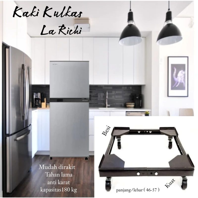 Promo Kaki Kulkas Besi  Roda Kulkas / Rak Kaki Mesin Cuci 1 Tabung  Tebal Alas Kulkas
