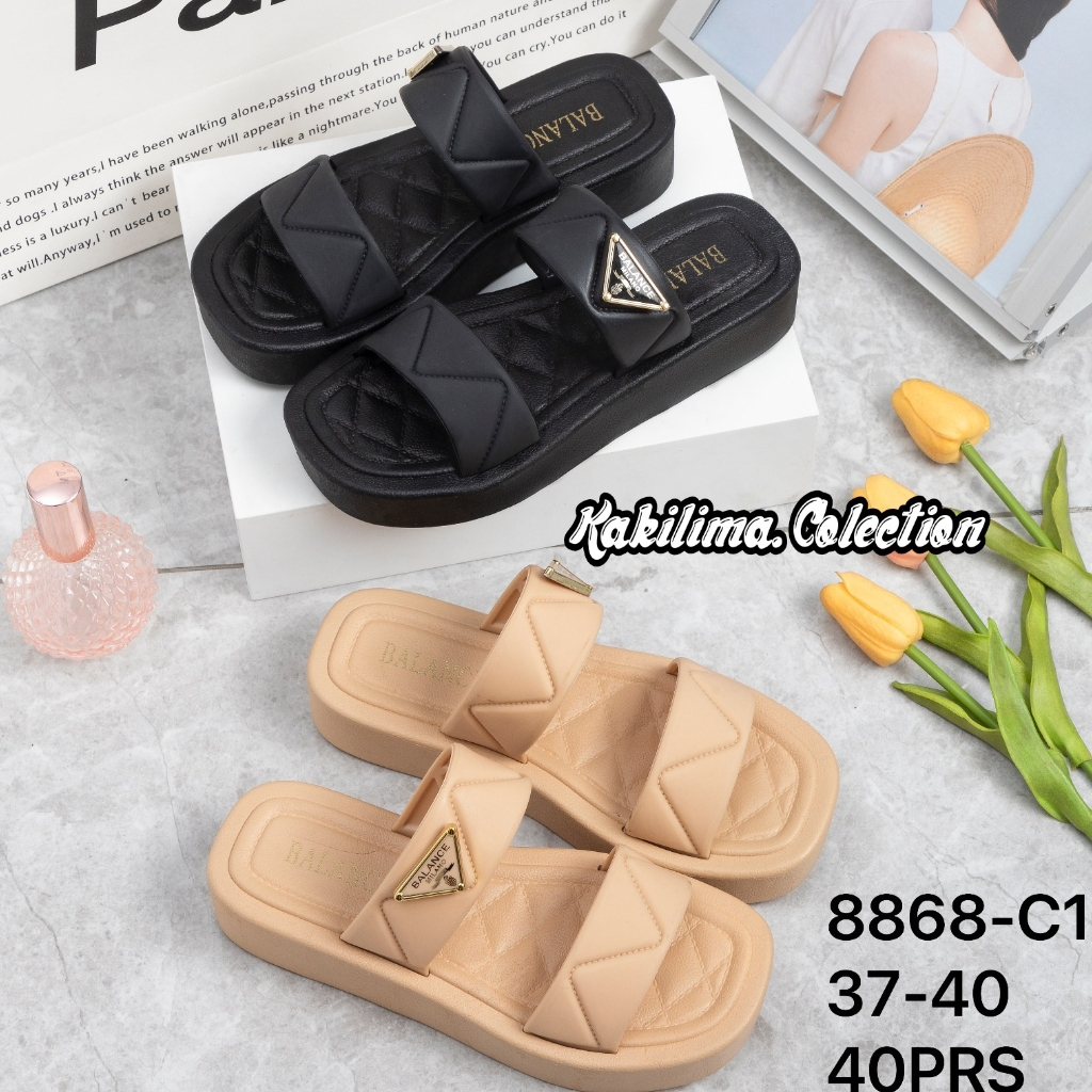 Sandal strab dua wanita sandal jelly wedges perempuan balance 8868-C1