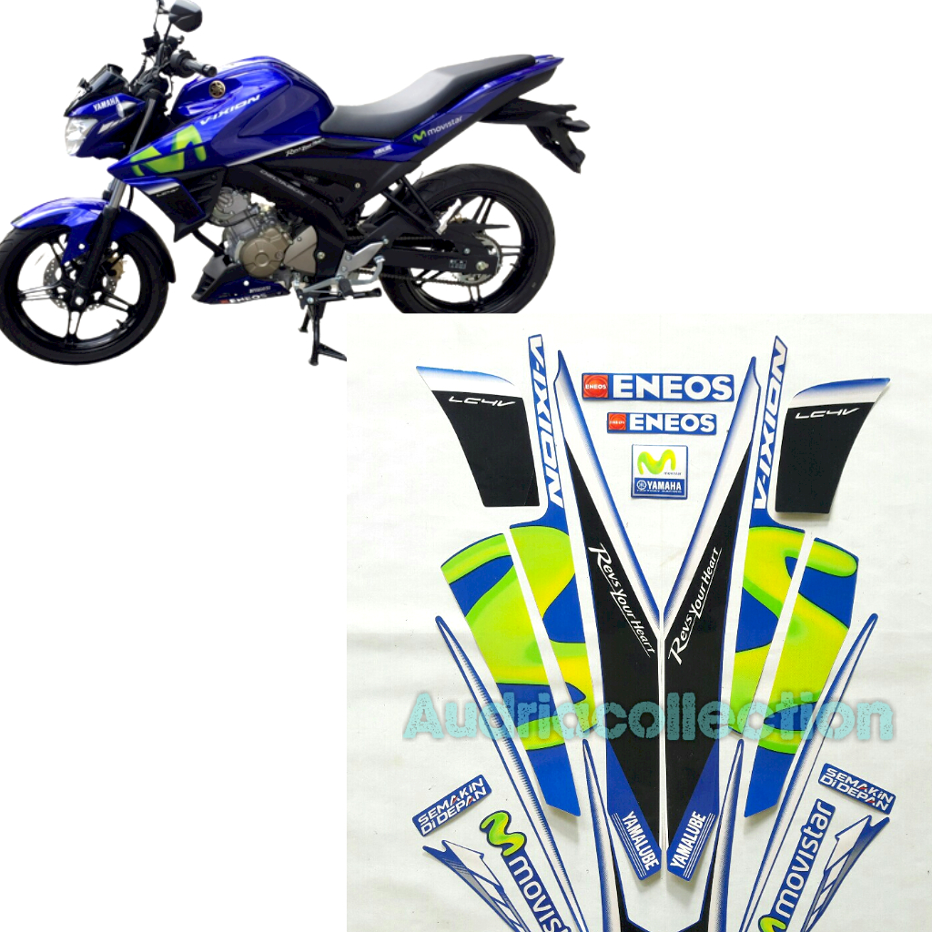 Stiker Striping Motor Yamaha Vixion Movistar 2017 Biru